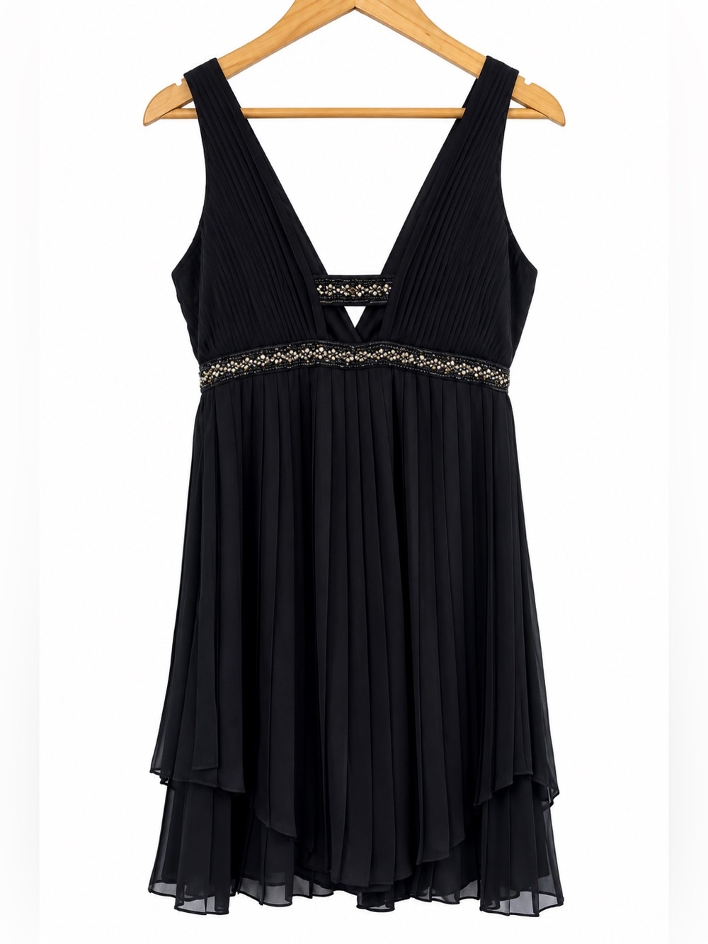 Laundry By Shelli Segal Los Angeles Black Embroidered Pleated Dress - Size 6